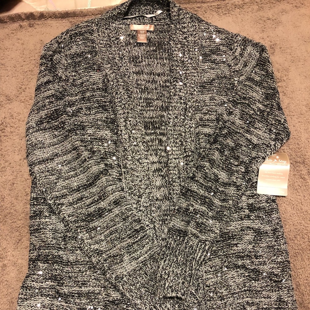 NWT Black/grey sparkly sequin cardigan size Small